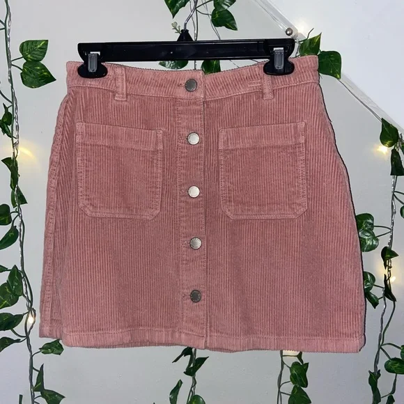 Corduroy Pink Mini Skirt - Picture 1 of 3